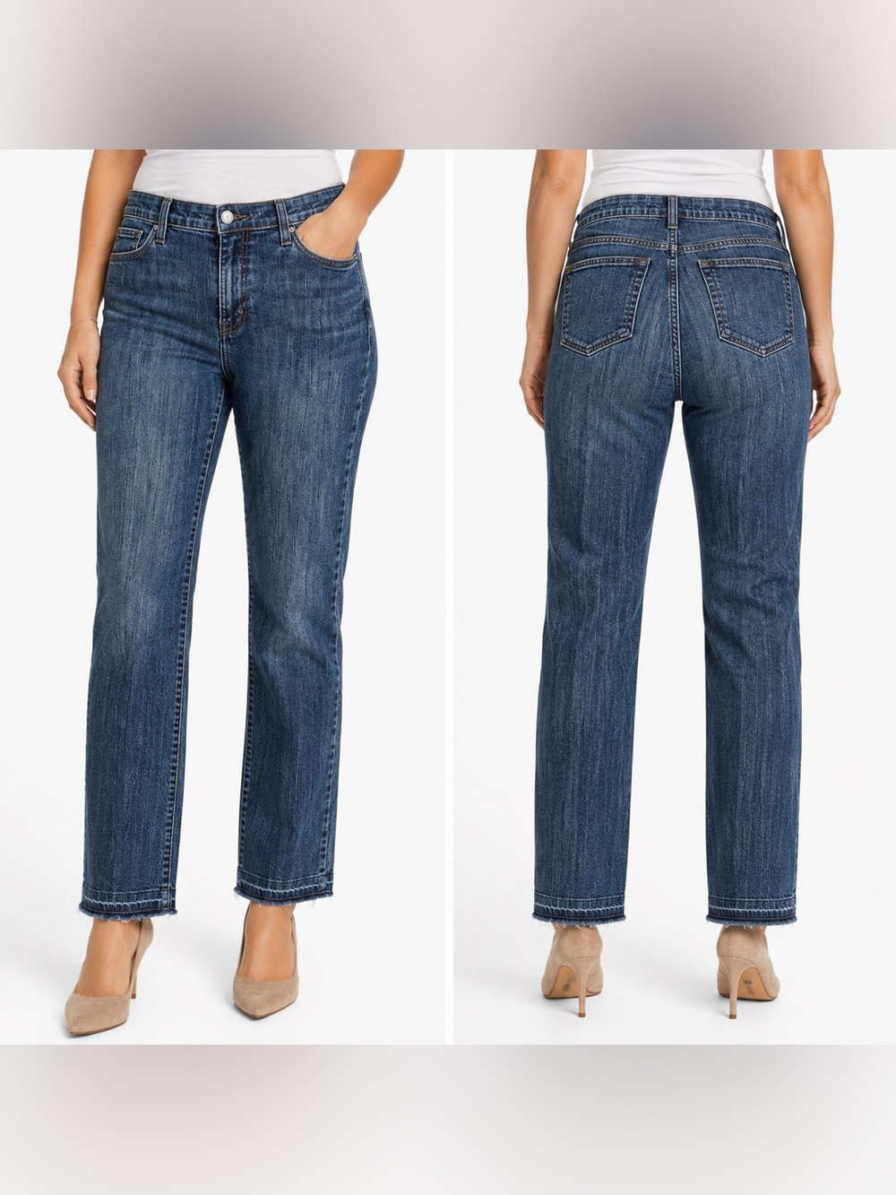 NYDJ Not Your Daughter’s Jeans Women’s 10 Blue Denim Straight Leg Raw Hem Casual